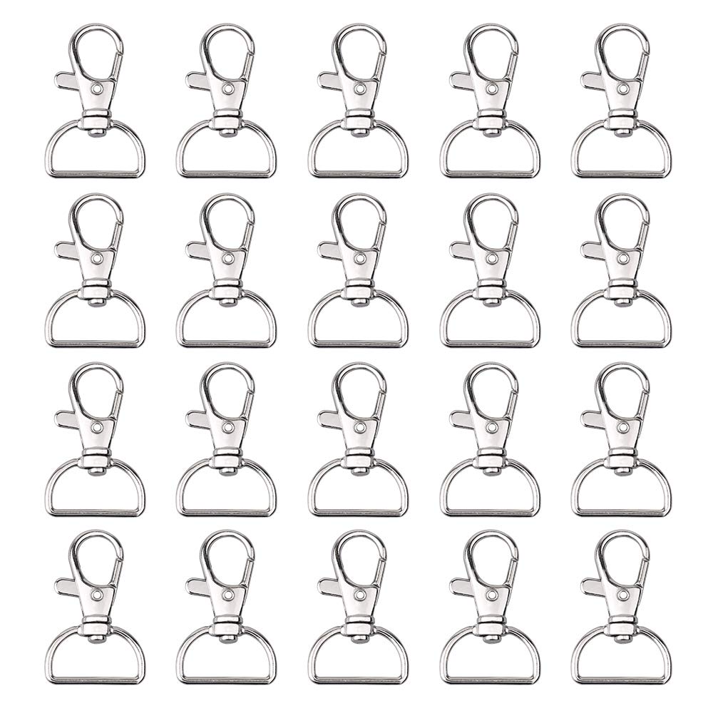 20 PCS Lobster Clasps Swivel Trigger Snap Hooks, Key Chain Hooks with D Ring for Bags, Lanyard Clips, Key Rings, Puppy Chains