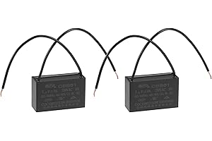 uxcell Ceiling Fan Capacitor CBB61 5uF 250V AC 2 Wires Metallized Polypropylene Film Capacitor 47x29x18mm for Electric Fan Pump Motor Generator 2Pcs
