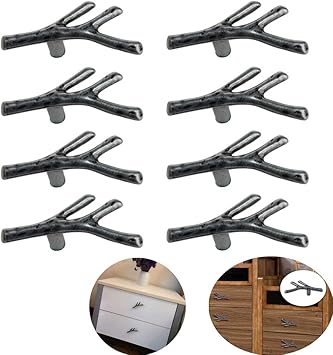 Vinbee 8 Pack Twig Branch Cabinet Knobs Zinc Alloy Vintage Tree