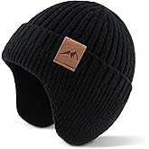 WATAME Infant Toddler Winter Hat with Earflap Thick Warm Baby Beanie Soft Knit Kids Beanies Boys Girls Hats Outdoor