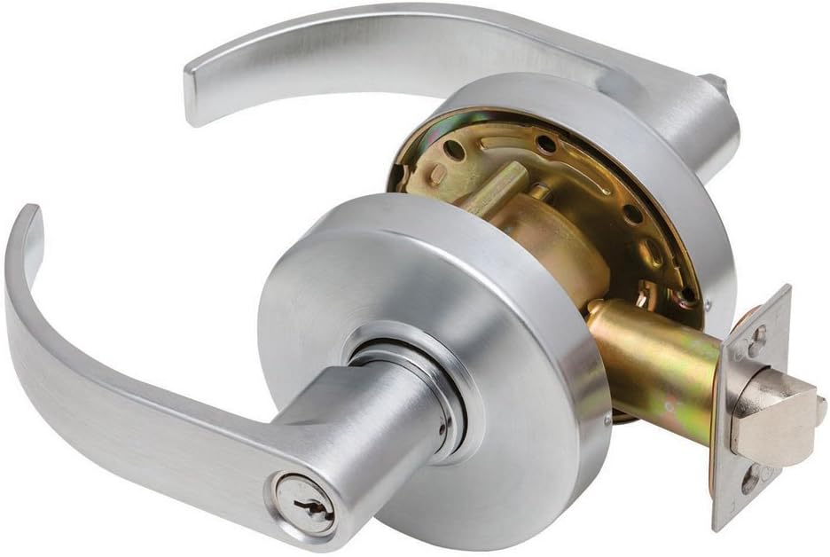 Dexter Commercial Hardware C1000-ENTR-C-626-KDC Grade1 Entry/Office Cylindrical Lock with Curved Trim, Satin Chrome, 2 3/4" Backset
