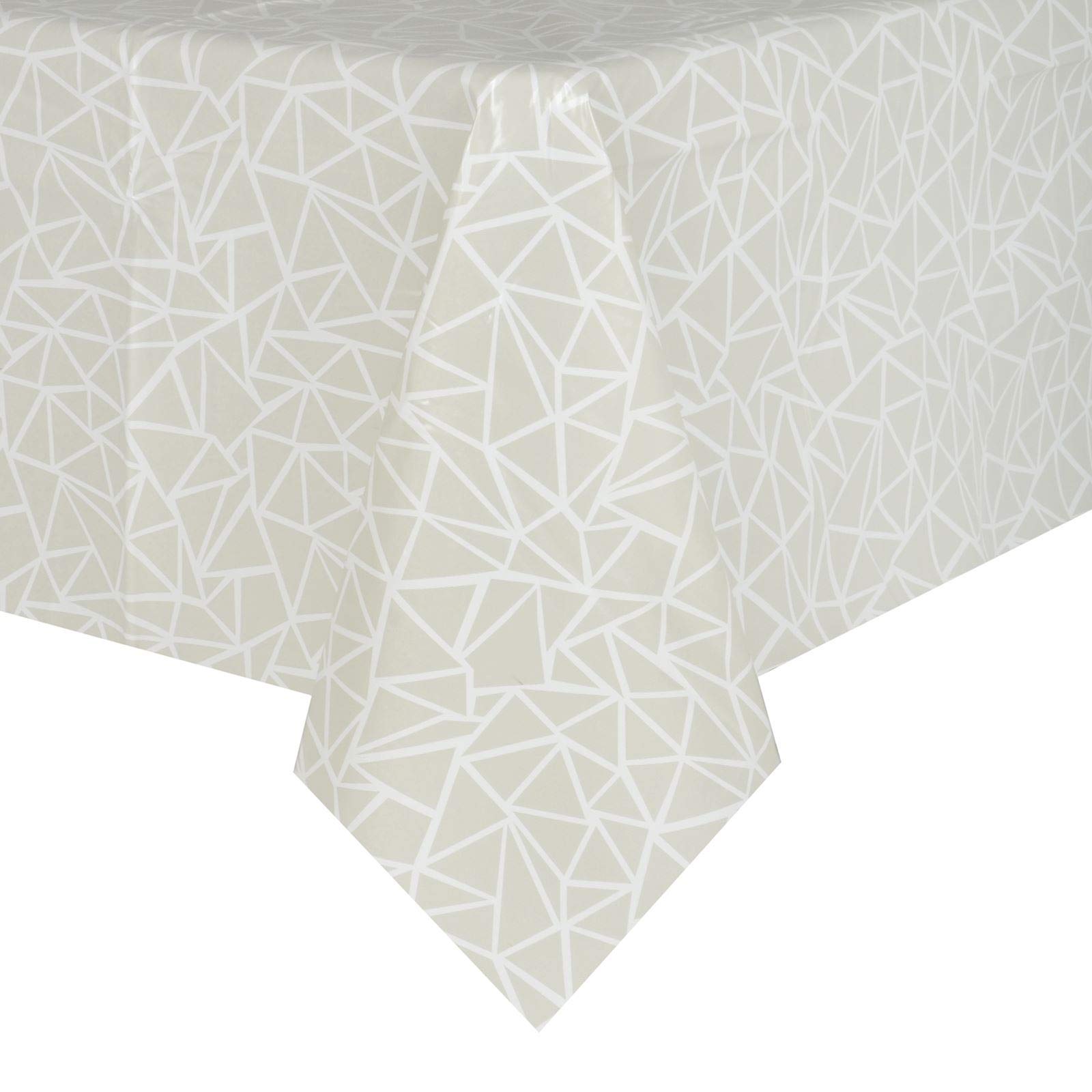 Micro-Pro Grey Geometric PVC Tablecloth Vinyl Table Cover Protector Rectangular Home Accessory Room Decoration 140x240cm, XS6022