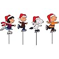 PRODUCTWORKS 8-Inch Pre-Lit Peanuts Skating Christmas Pathway Markers (Set of 4)