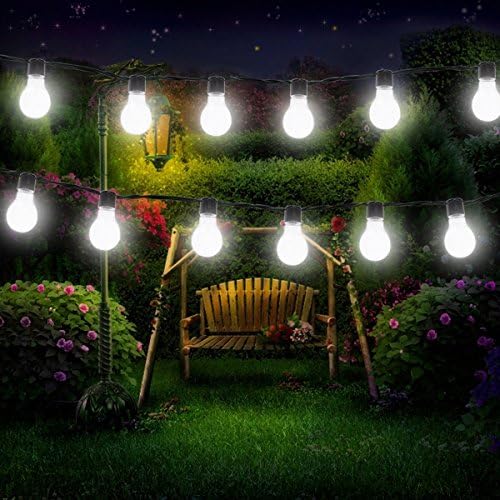 Solar Bulb Lights Outdoor,YAOXI Waterproof 10 LED Plastic Clear Globe String Lights with 2 Modes Lighting for Indoor Outdoor Hallowmas Christmas Decorations (White)