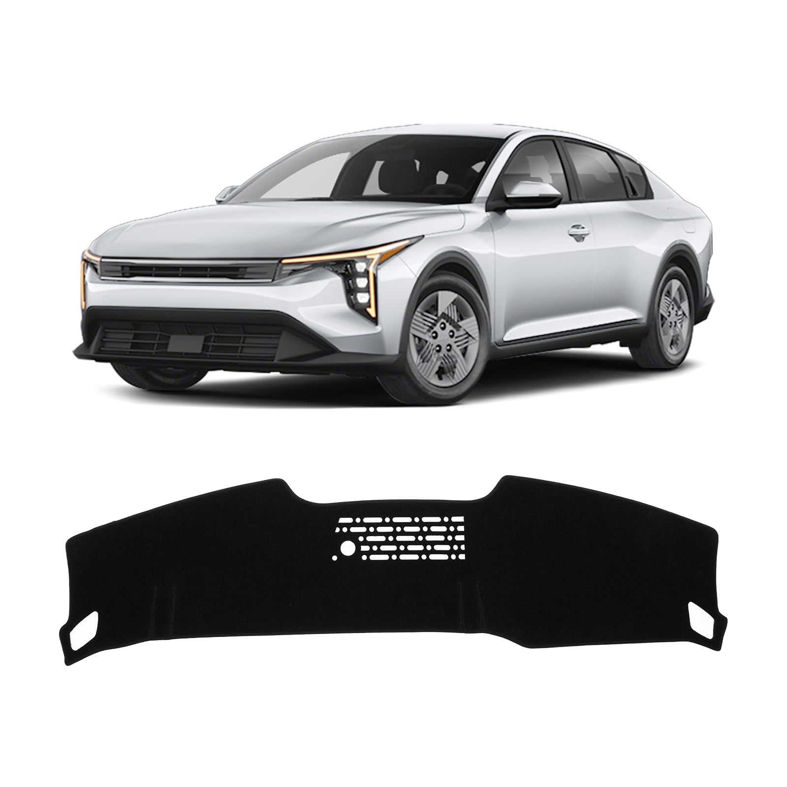 KUST Black Dash Cover for Kia K4 2025-2026 Left Hand Drving Dash Carpet Polyester Non-Slip Dash Protector Interior Accessories for K4 Custom Fit Dash Mat Sunshade Windshield Glare Image