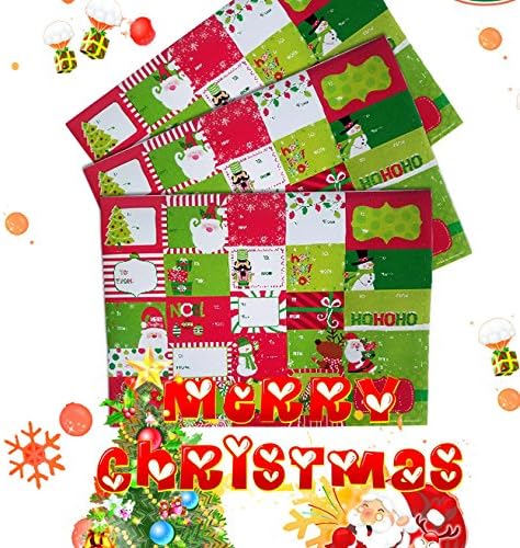 Bymlt-Pack of 75 Self Adhesive Christmas Gift Tags Labels 3 Sheets with 40 Different Designs Xmas Gift Labels for friends