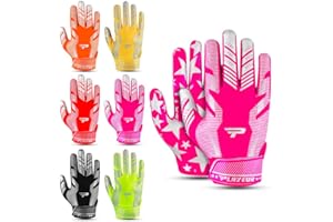 PLAYEUR Sticky Receiver Adult and Kids Football Gloves - Stretch Fit, Durable Grip | Youth Football Gloves for Boys 8-12 in Vibrant Colors