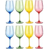 KX-WARE Classic Acrylic All-Purpose Wine Glasses, 19-ounce Plastic Stem Wine Glasses, set of 8 Multicolor
