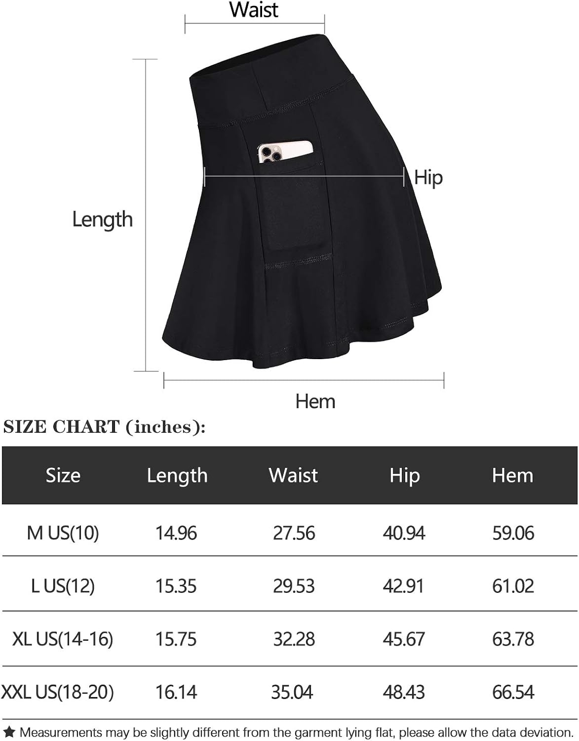 Fulbelle Womens Athletic Tennis Skirts Elastic Golf Skorts with Pockets: Clothing