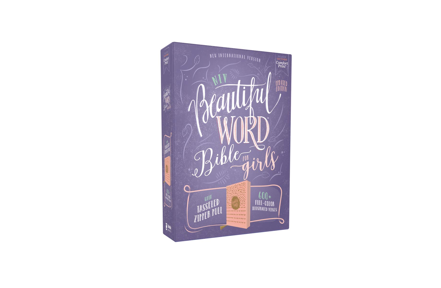 NIV, Beautiful Word Bible for Girls, Updated Edition, Leathersoft, Zippered, Pink, Red Letter, Comfort Print: 600+ Full-Color Illustrated Verses NIV, Beautiful Word Bible for Girls, Updated Edition, Leathersoft, Zippered, Pink, Red Letter, Comfort Print: 600+ Full-Color Illustrated Verses Imitation Leather
