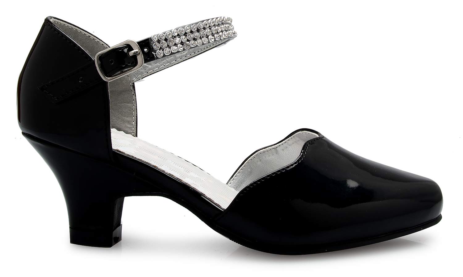 Olivia K Girl's Open Toe Strappy Rhinestone Dress Sandal Low Heel Shoes White Glitter - adorable, comfortable - Image 6