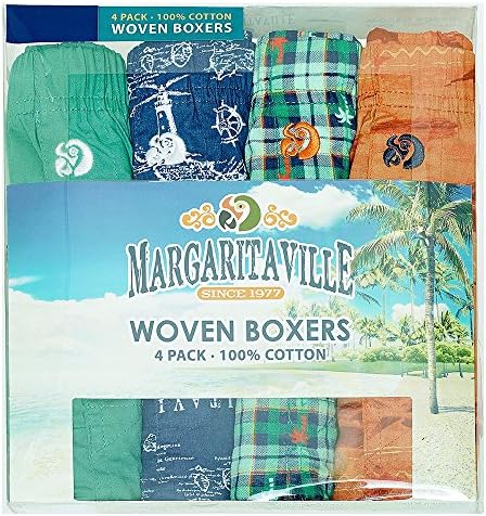 Margaritaville Men's 4 Pack Cotton Boxer Short,Green Combo,Medium