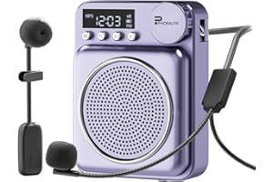 PHORALYN Wireless Voice Amplifier for Teachers, Original Voice Amplifier Wire Microphone with 2 Microphones, Portable Speaker megaphone for Classroom, Training, Meeting, Instructors, Coaches, Games (Purple)