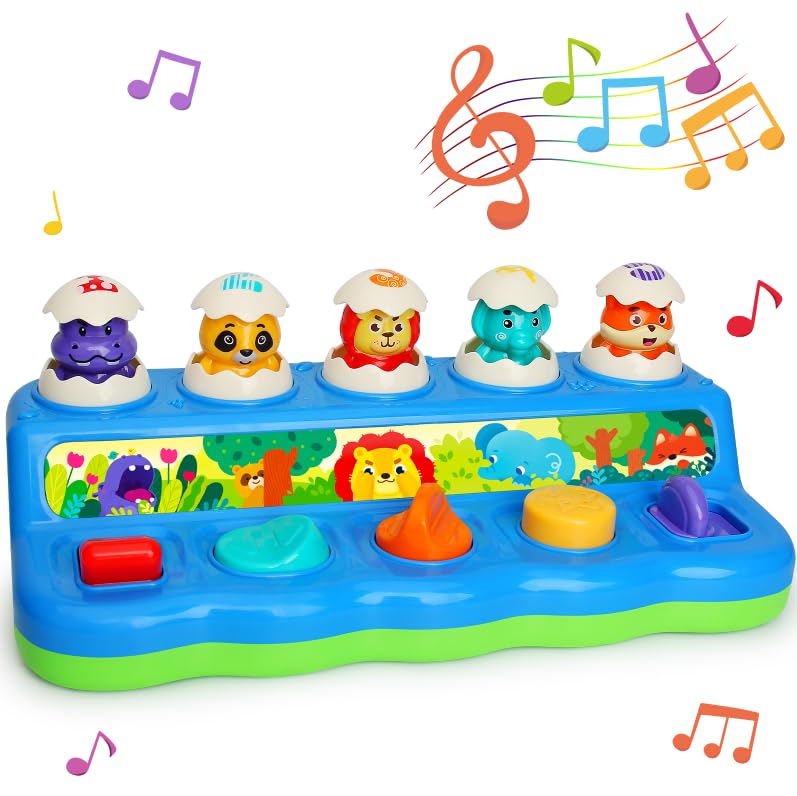 Interactive Pop Up Animals Toy with Music & Light, Animal Sound, Baby Toys 1218 Months, Toddler