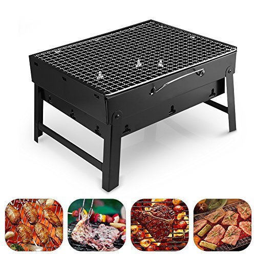 Uten BBQ Barbecue à Charbon de Table en Acier inoxydable Pliable Four Grille de cuisson Démontable Portable pour Barbecue de jardin extérieur camping et pique nique