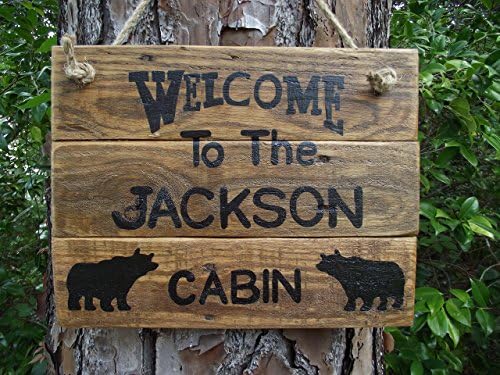 Personalized cabin name sign| custom cabin bear sign| rustic cabin sign| custom family cabin sign| welcome family cabin sign| Welcome bear custom sign| rustic cabin decor| rustic bear sign