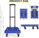 SOLEJAZZ Folding Hand Truck Dolly 230KG 6 Wheels 2 Cords Blue view 2