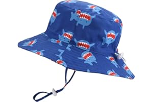 EXEMABA Baby Sun Hat Adjustable - Outdoor Toddler Swim Beach Pool Hat Kids UPF 50+ Wide Brim Chin Strap Summer Play Hat
