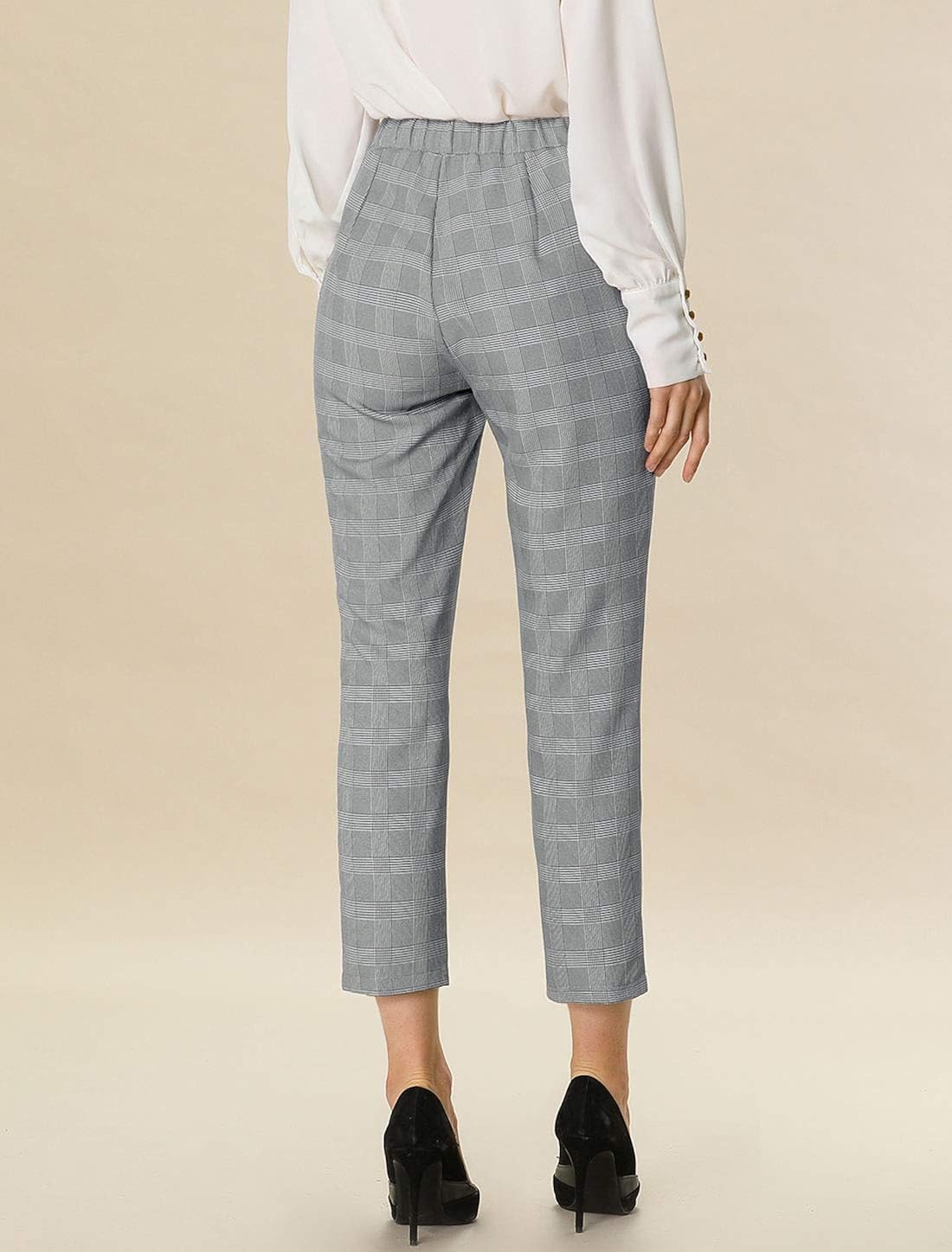 elastic plaid pants