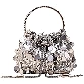 RomanticDesign Women Sparkly Sequin Clutch Purse Glitter Metal Tassel Evening Handbag Crossbody Bag for Party Prom Banquet | Sparkly, Sequin, Glitter, Metal Tassel, for Party, for Prom