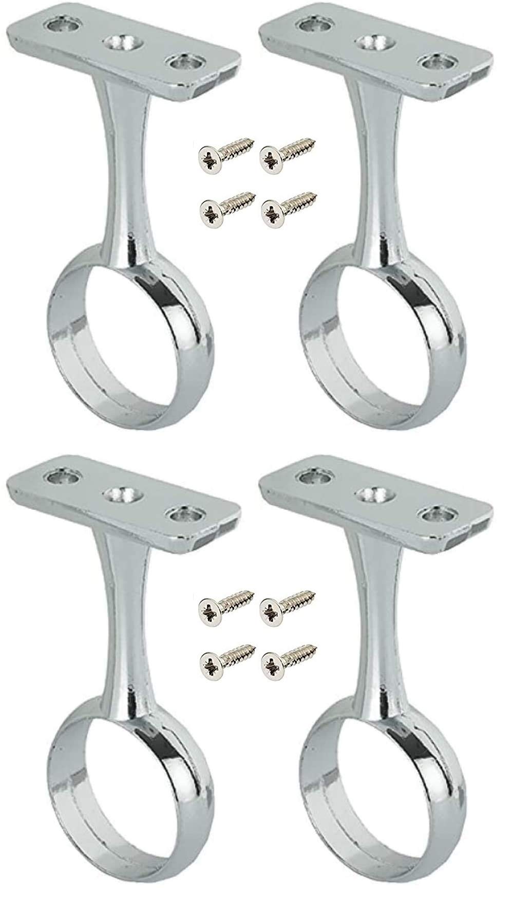 Wardrobe Rail Centre Supports Brackets 25mm Chrome Plated x4 with Screws