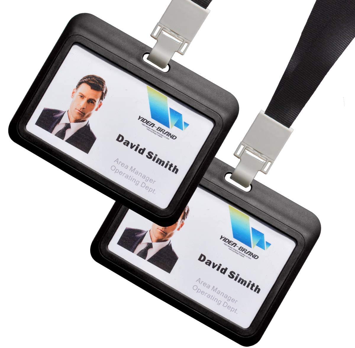 2 Sets Horizontal ID Badge Card Holder Employee School Student Name Card Holder