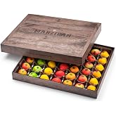 Gourmanity Marzipan Candy Gift Box, 42 Fruit Shaped Pieces, 1.3lb | 42 gourmet marzipan fruit pieces, made in the USA, impressive gift box for holidays and special occasions