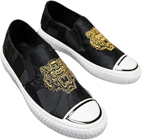 Amazon Piite メンズ スニーカー 春秋 ローファー スリッポン おしゃれ 靴 刺繍 シューズ カジュアル スポーツシューズ シンプル 運動靴 スニーカー バイカラー 原宿風 かっこいい Piite ローファー スリッポン