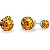 LONAGO Amber Ball Earring Sterling Silver Double Sided Amber Stud Earrings Gift for Women