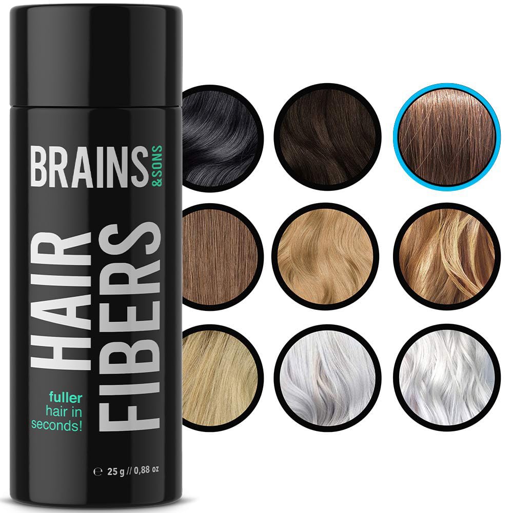 Brains & Son Hair Fiber - Premium Hair Thickener – Immediately Conceals Receding Hairlines, Hair Loss, Balding Areas and Thinning Hair – Undetectable Keratin Fibers - Hair Powder | 25g (BLONDE)