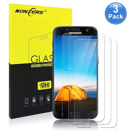 NONZERS Panzerglasfolie für Samsung Galaxy S7 [3 Stück] 9H Härtegrad,Blasenfrei Einfache Montage, Anti-Öl,Kratzer,Staub und A