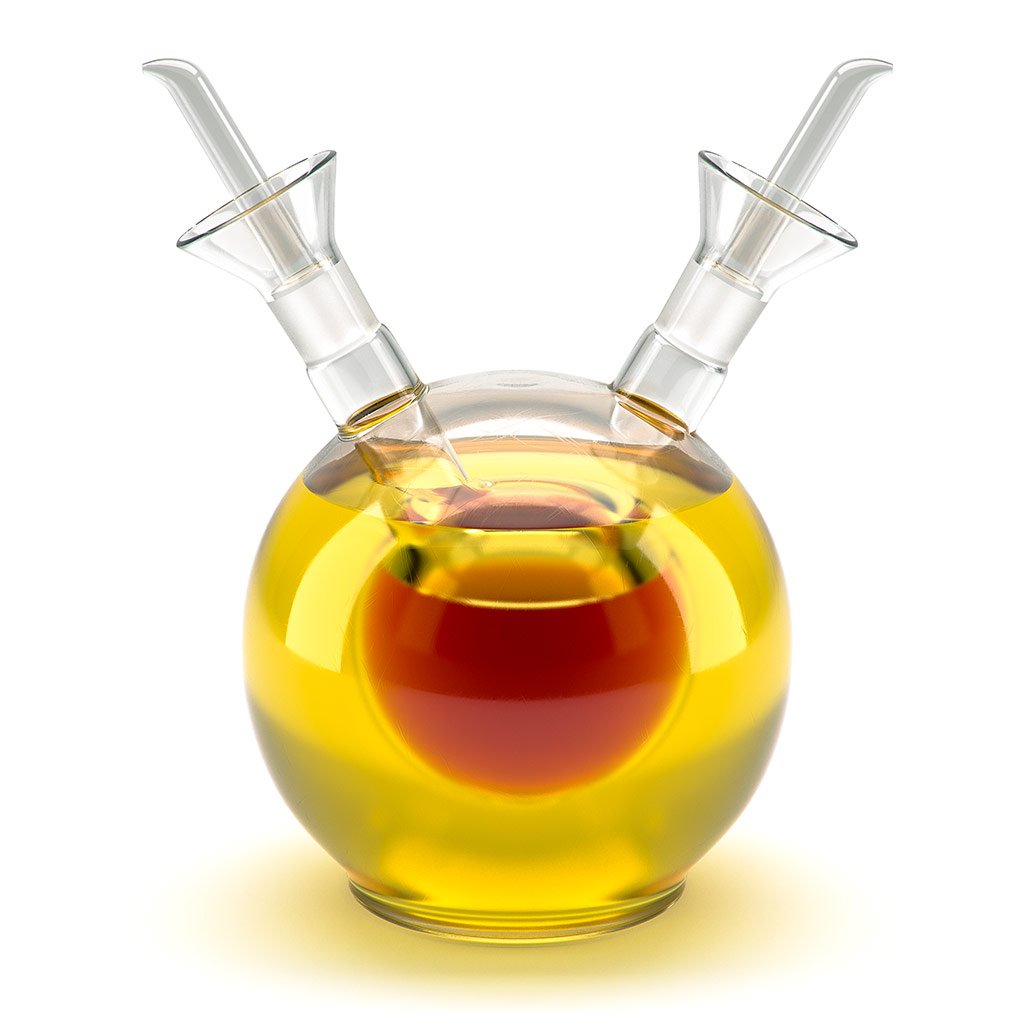 Balvi - Sfera double oil cruet. Spherical oil and vinegar cruet of 125 ml in glass. Non-drip system