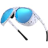 FEISEDY Polarized Aviator Sunglasses Men Women Oversized Round Steampunk Sunglasses Side Shield Goggles B0095