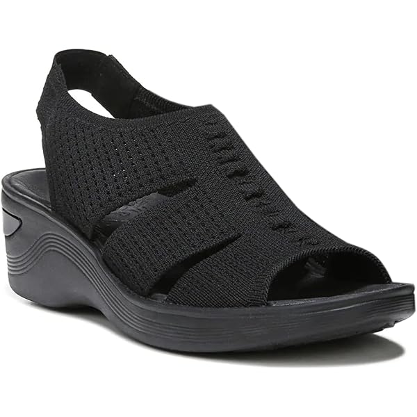 Amazon.com | Bzees Women's Bali Sand Strappy Wedge Sandals Black 6