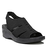 BZees Womens Double Up Sandal Black Knit 7.5 M