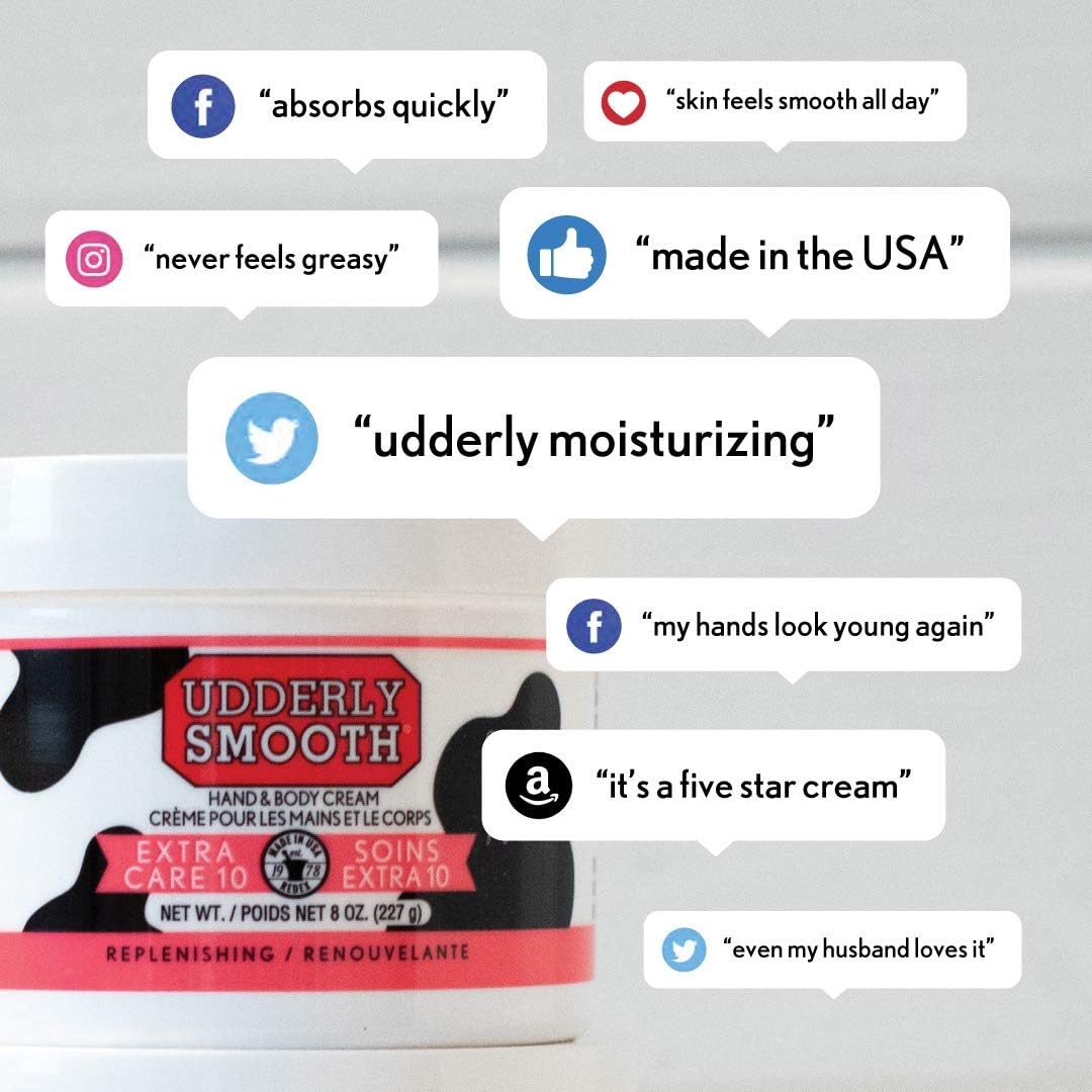 Udderly Smooth Extra Care 10 Hand/Body Deep Moisturizing Cream with 10% Urea, Unscented, 8 Ounce (Pack of 2): Health & Personal Care