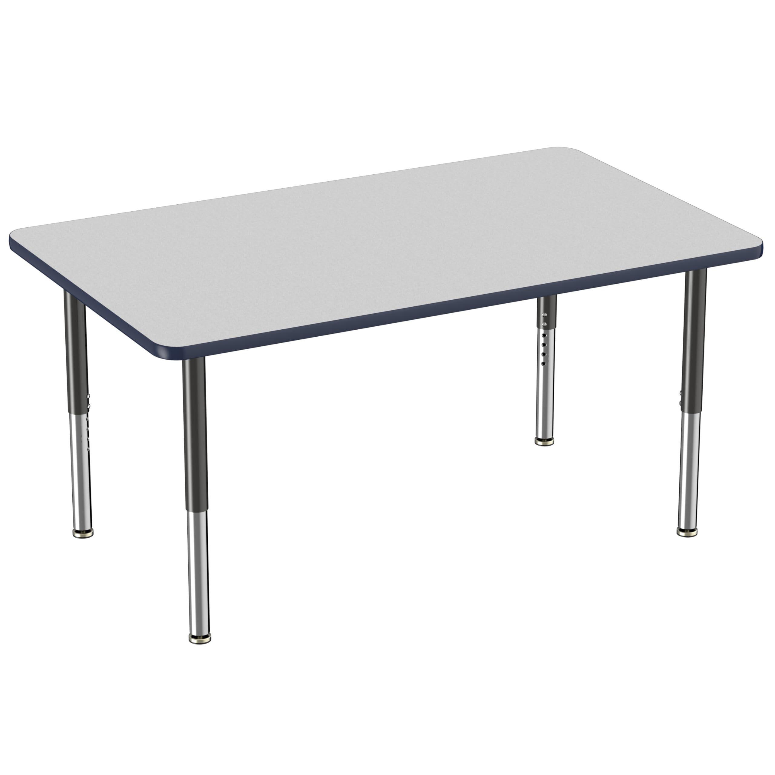 Photo 1 of *******missing parts****** FDP Mobile Rectangle Activity School and Office Table (36 x 60 inch), Super Legs with Glides and Casters, Adjustable Height 19-30 inches - Gray Top and Navy Edge