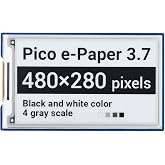 waveshare 3.7inch E-Paper E-Ink Display Module for Raspberry Pi Pico 480&times;280 Pixels Black/White SPI Interface Support Partial Refresh