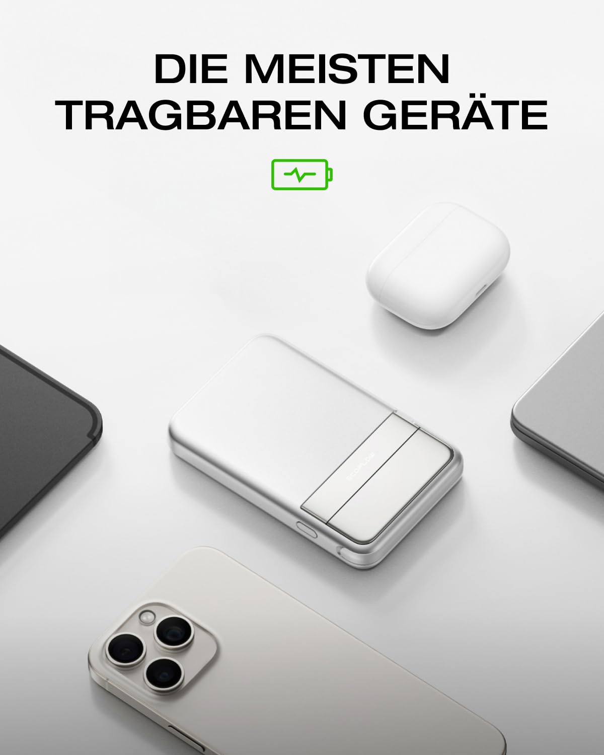 EF ECOFLOW Qi2 Magsafe Powerbank 5000mAh 30W mit USB-C-Kabel, Magnetische Power Bank Kabelloses Tragbares Ladegerät, kompatibel für iPhone 17/16/15/14/13/12 Series, Silber 7