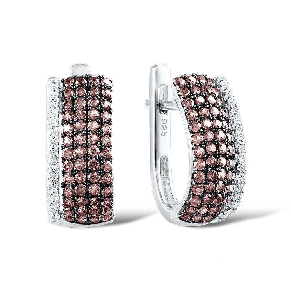 Hoop Earings for Womens Stud Earrings Jewelry for Women Round Chocolate Round White Cubic Zircon