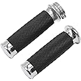 1 Inch Chrome Motorcycle Hand Grips Handlebar Grips Cable Throttle, Replaccement for Harley Davidson Sportster Touring Dyna Softail Street Glide 883 1200
