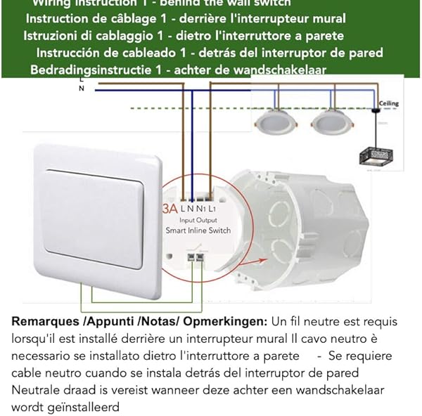Interruptor de luz inteligente en lnea ZigBee para actualizar el interruptor de luz existente con Echo Plus ZigBee Hub Bridge domtica y control de voz Alexa