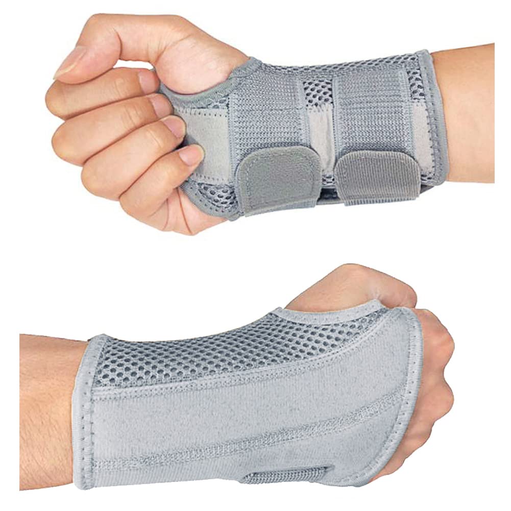 HYCOPROT Adjustable Wrist Supports Brace with 2 Metal Straps for Men and Women-Breathable Carpal Tunnel Wrist Splint for Relieve Tendonitis, Arthritis, Sprains