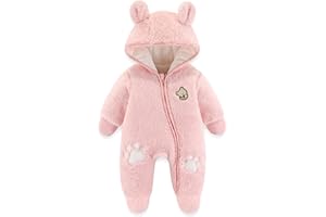 Fairy Baby Newborn Baby Snowsuit Bear Onesie Footie Romper Winter Thick Fleece Jumpsuit Infant Coat for Girls Boys 0-12M