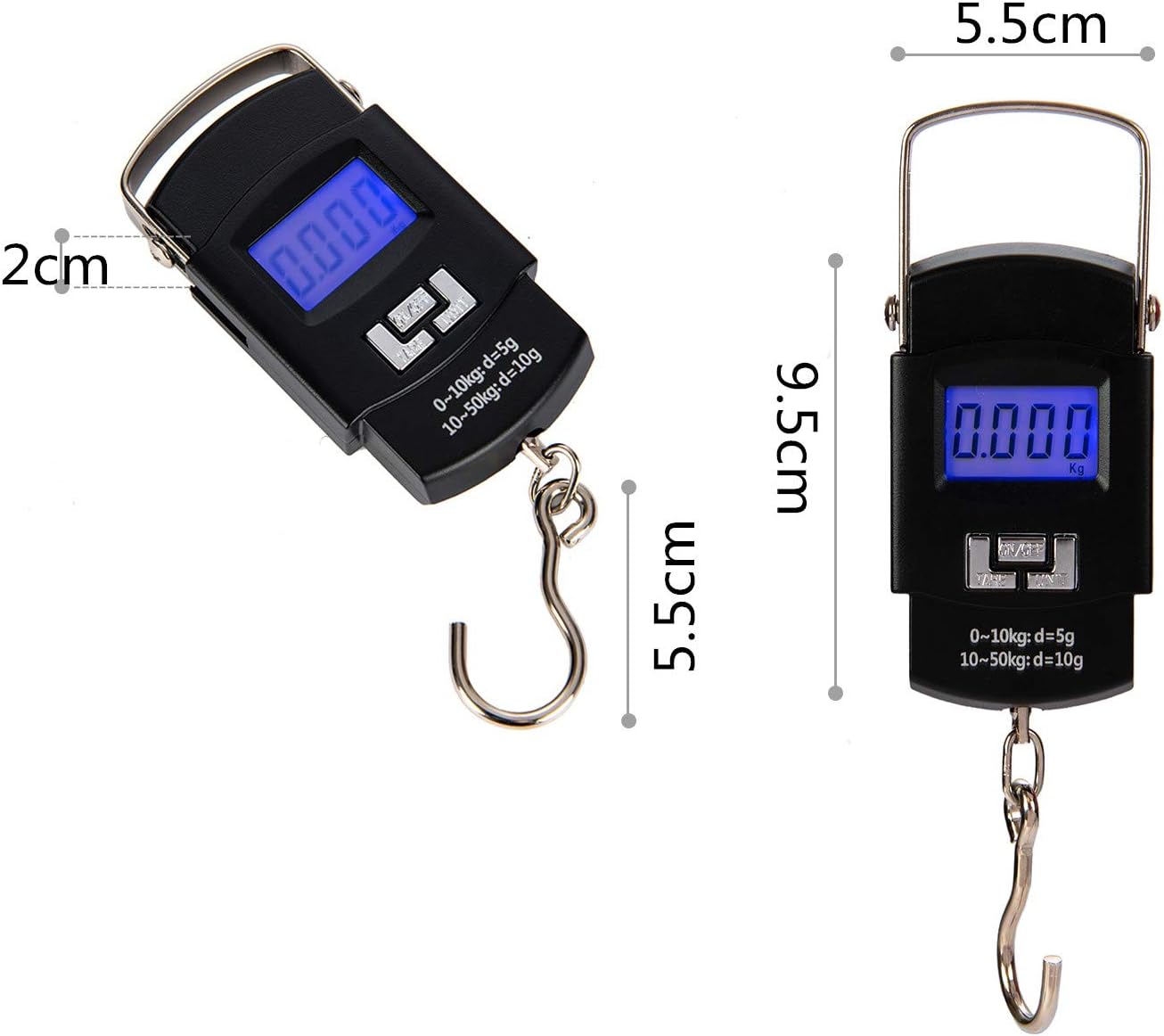 Hyindoor Portable Luggage Scale 50kg Electronic Digital Suitcase Travel Bag Hanging Weighing Scale, black, Black 50Kg Luggage Scale - Image 3