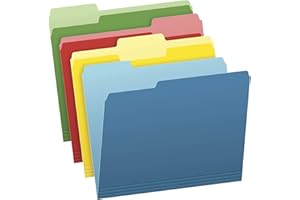 Pendaflex Two-Tone Color File Folders, Letter Size, Assorted Colors (Bright Green, Yellow, Red, Blue), 1/3-Cut Tabs, Assorted, 36 Pack (03086), 4-color