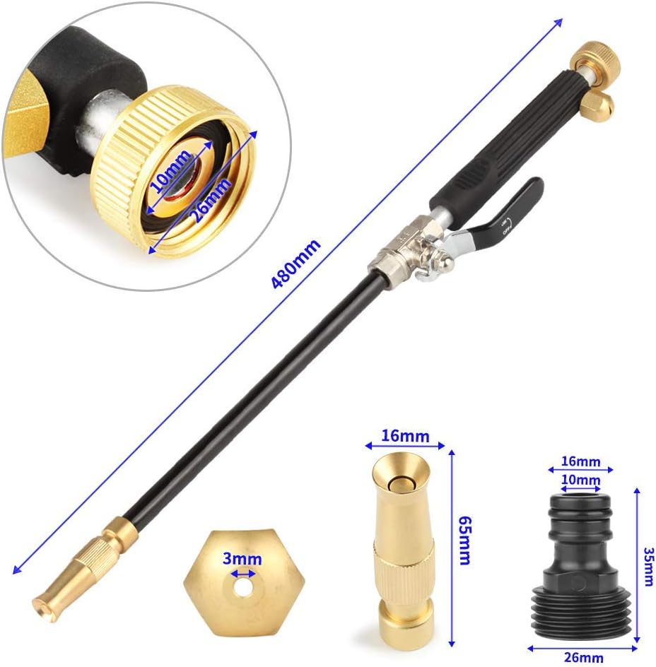 Gelia High Pressure Washer Hose Nozzle for Pressure Washer Aluminum Alloy EVA Black Jet and Fan Car and Garden Cleaning Fits 1/2" Hoses and - Image 5
