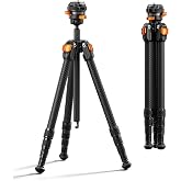 K&amp;F CONCEPT 60" Carbon Fiber Travel Tripod for Camera | 2.0lb Ultra-Light, Flexible Center Axis, 360&deg; Pan/Tilt Ball, Arca QR Plate, Max Load 13.2lb, A225C2+BH-28R