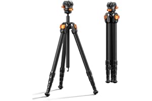 K&F CONCEPT Carbon Fiber Travel Tripod, 60" Compact Lightweight Portable Tripod with Low Profile Ball Head with Quick Release