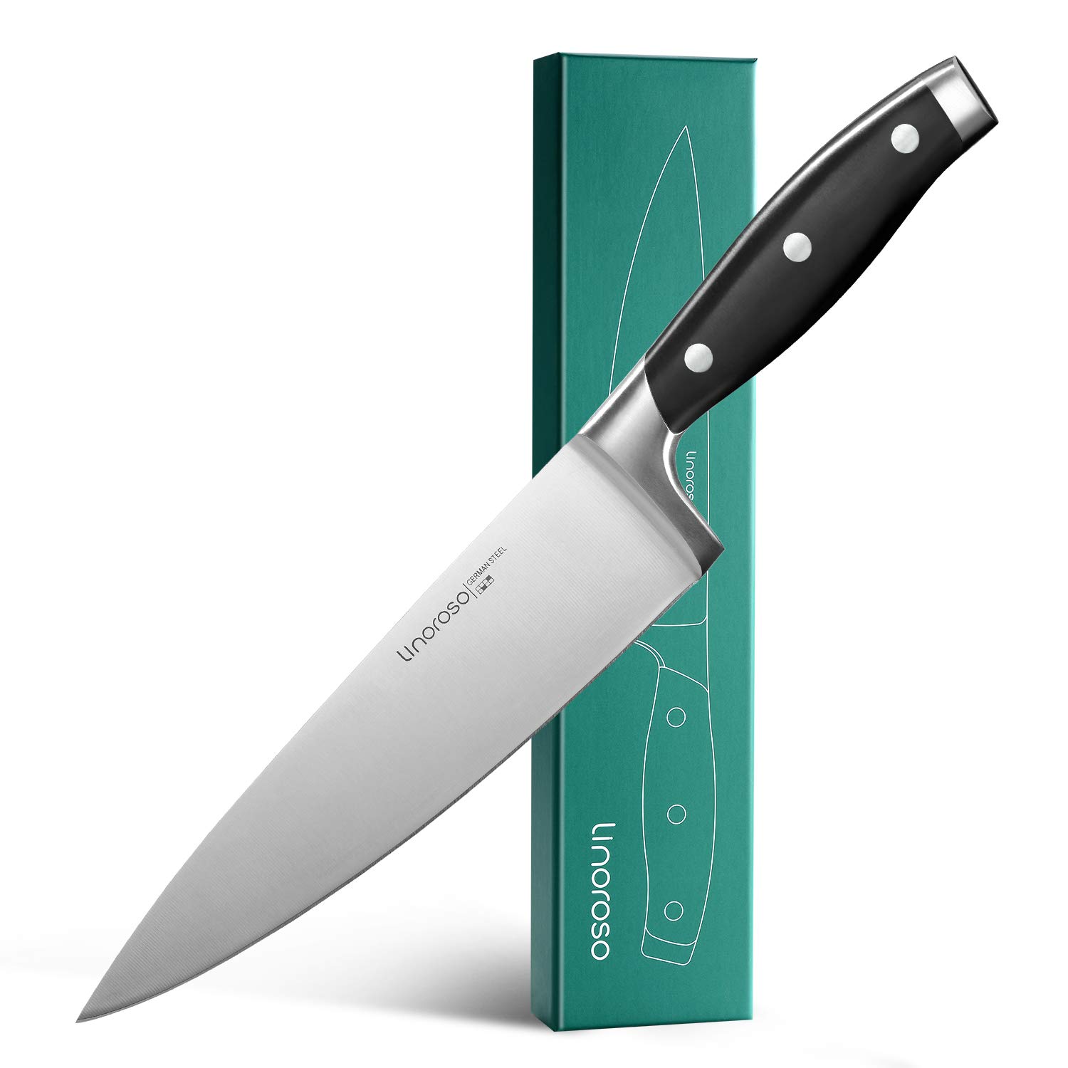 linoroso Chef Knife - Professional Pro Kitchen Knife 8 inch Chef's Knives, German High Carbon Stainless Steel Ultra Sharp Cooking Knife with Full Tang Ergonomic Handle - Classic Series